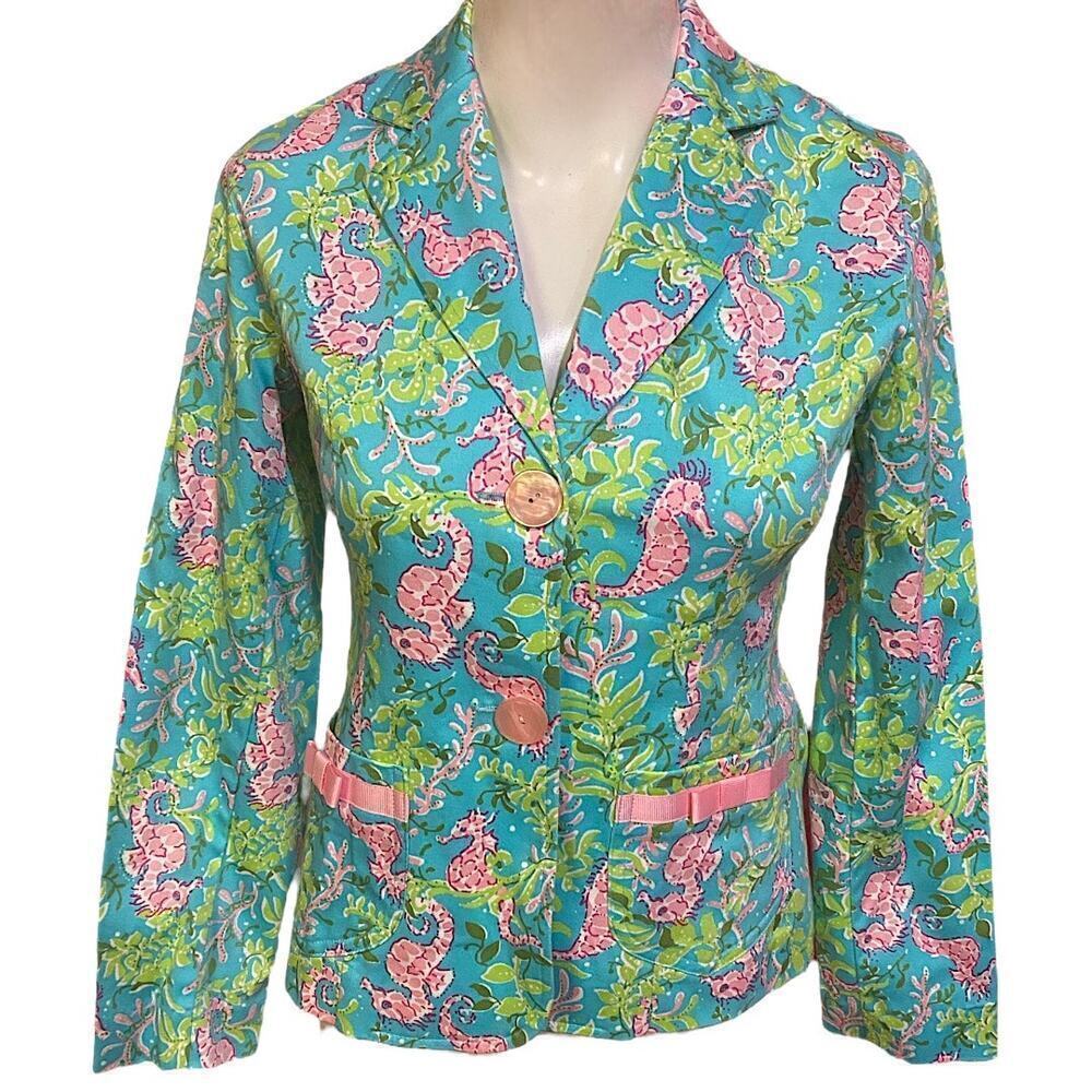 NWT Bamboo Traders Floral Blazer Jacket Size Petite XS Colorful Button Front
